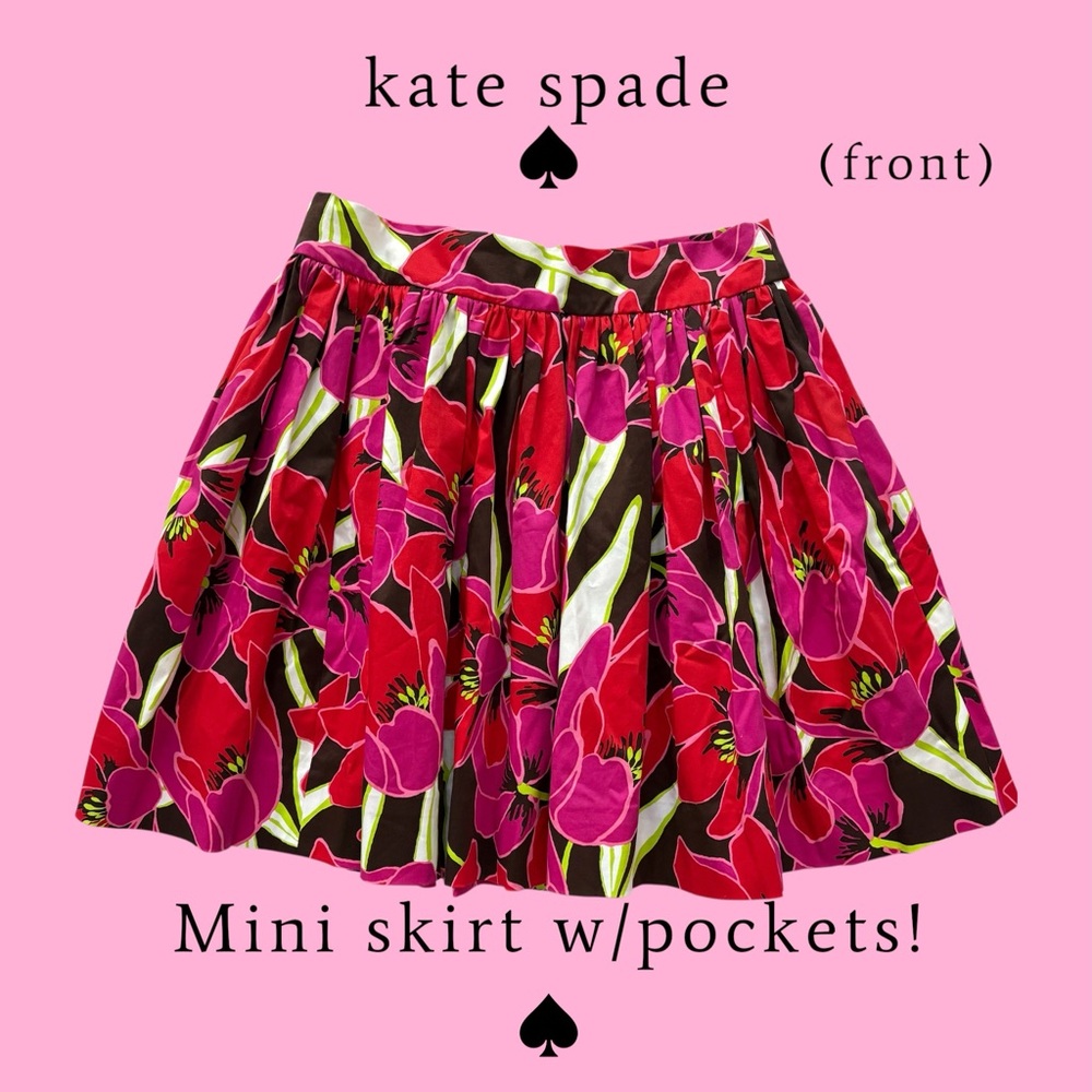 🆕 - KATE SPADE NY♠️ Pleated Floral Mini Skirt with POCKETS, Size 2